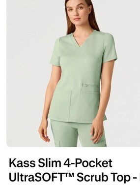 Slim 4-Pocket UltraSOFT™ Scrub Top - mint green